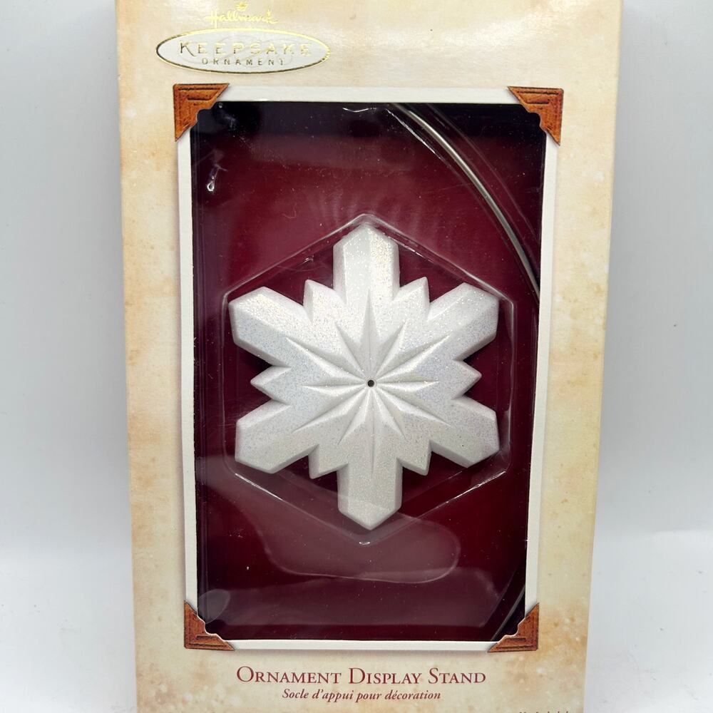 VNTG Hallmark Christmas ORNAMENT DISPLAY STAND Snowflake Acrylic and Metal NIB